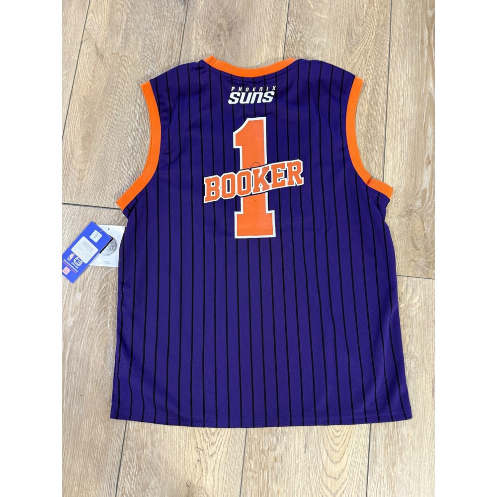 Phoenix Suns Devin Booker #1 NBA Jersey Sleeveless Shirt Sz L Purple Orange